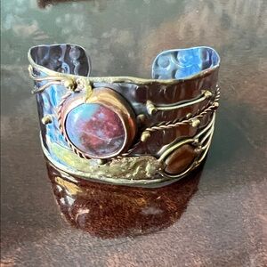 NWOT Tri-Metal Cuff Jasper Stone Handmade